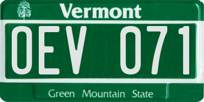 VT license plate OEV071