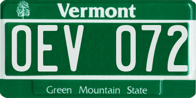 VT license plate OEV072