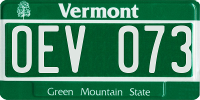 VT license plate OEV073