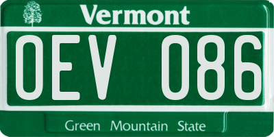 VT license plate OEV086