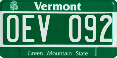 VT license plate OEV092