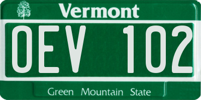 VT license plate OEV102