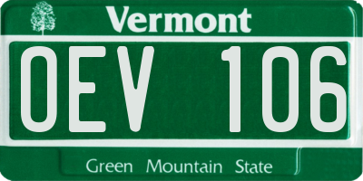VT license plate OEV106