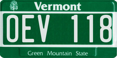 VT license plate OEV118