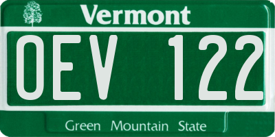VT license plate OEV122