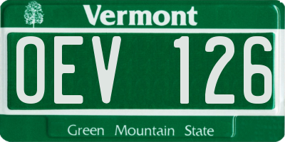 VT license plate OEV126