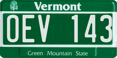 VT license plate OEV143