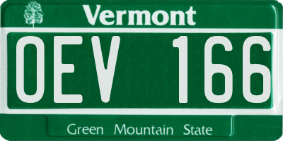 VT license plate OEV166