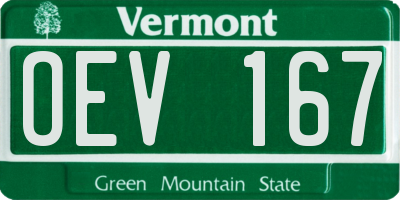 VT license plate OEV167