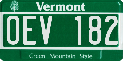 VT license plate OEV182