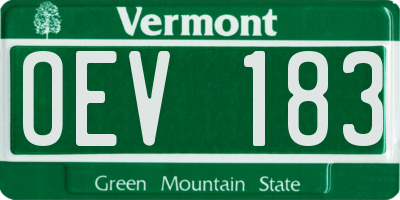 VT license plate OEV183