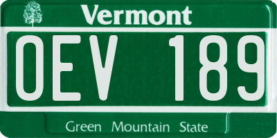 VT license plate OEV189