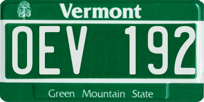 VT license plate OEV192