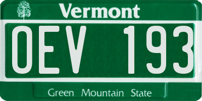 VT license plate OEV193