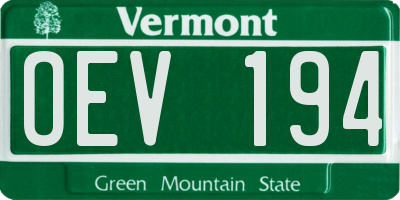 VT license plate OEV194