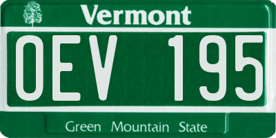 VT license plate OEV195