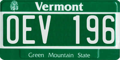 VT license plate OEV196