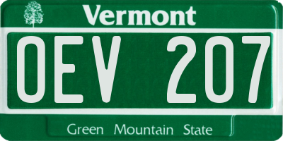 VT license plate OEV207