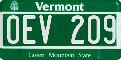 VT license plate OEV209