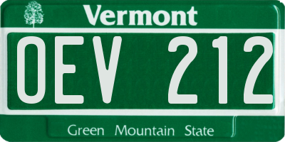 VT license plate OEV212