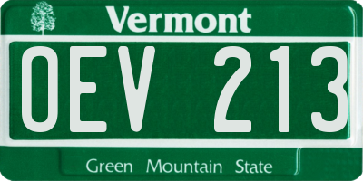 VT license plate OEV213