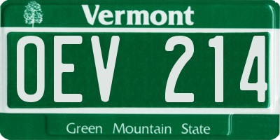 VT license plate OEV214