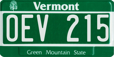 VT license plate OEV215