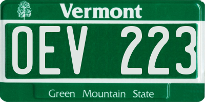 VT license plate OEV223