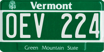 VT license plate OEV224