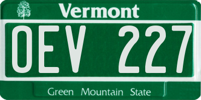 VT license plate OEV227