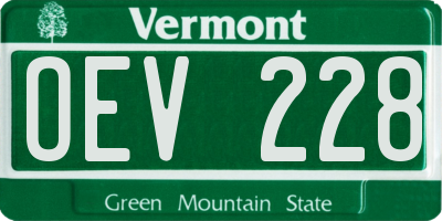 VT license plate OEV228