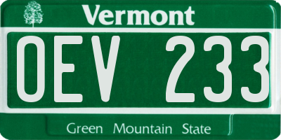 VT license plate OEV233