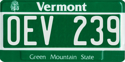 VT license plate OEV239