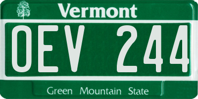 VT license plate OEV244