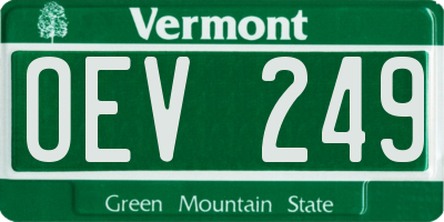 VT license plate OEV249