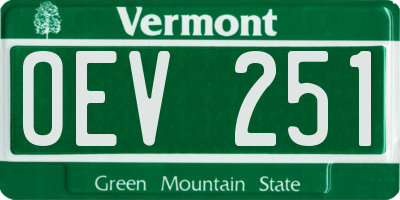 VT license plate OEV251