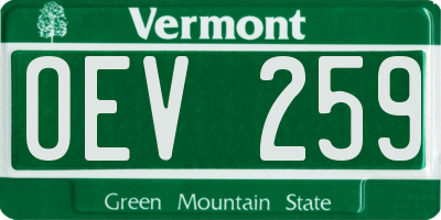 VT license plate OEV259