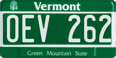 VT license plate OEV262