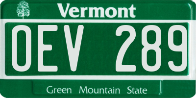 VT license plate OEV289