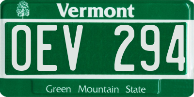 VT license plate OEV294