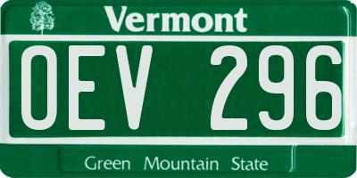 VT license plate OEV296