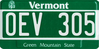 VT license plate OEV305