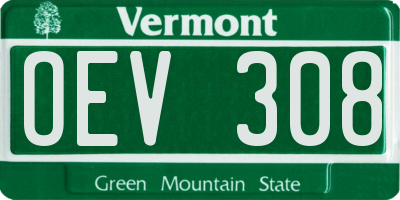 VT license plate OEV308