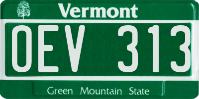 VT license plate OEV313