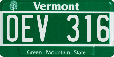 VT license plate OEV316