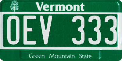 VT license plate OEV333