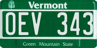 VT license plate OEV343