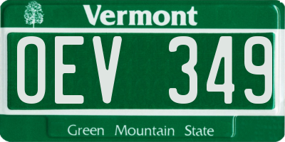 VT license plate OEV349