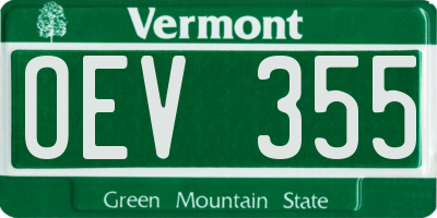 VT license plate OEV355