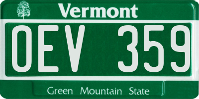 VT license plate OEV359